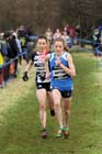 Fionnuala Britton leads from Jess Coulson during the senior womens BUPA Great Edinburgh Cross country.